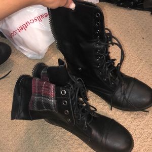 Fold-Down OR Lace-Up Flannel combat boots